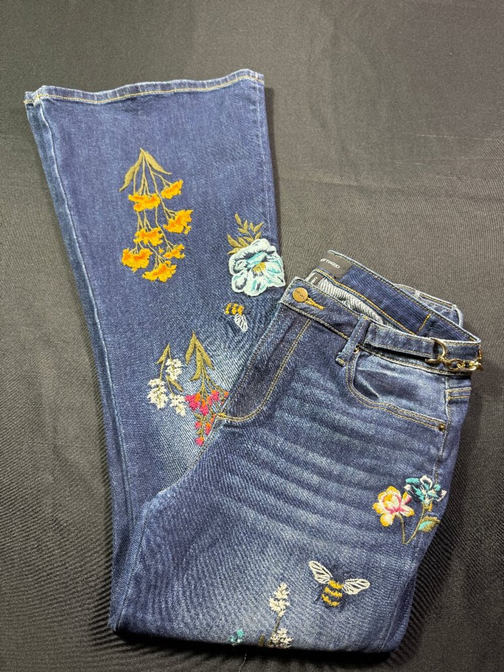 Free People x Driftwood Farrah Embroidered Flare Jeans Sz 30 - Picture 8 of 16